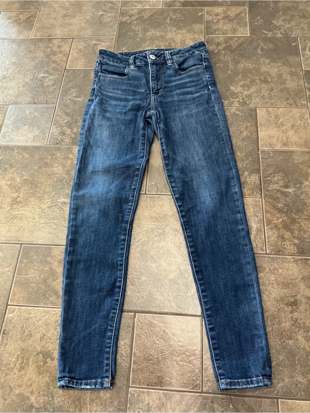 Dark Blue Women's Long Stretch Slim High rise jetting Jeans
